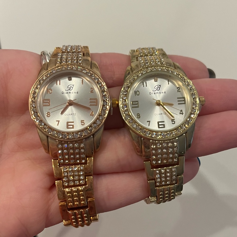 Diamond Supply Co. Women's Gold-Tone Crystal Bracelet Watch